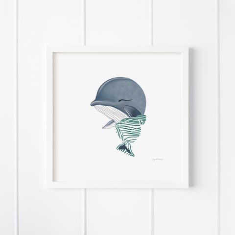 Baby Humpback Whale Framed Museum Quality 12" x 12" Art Print
