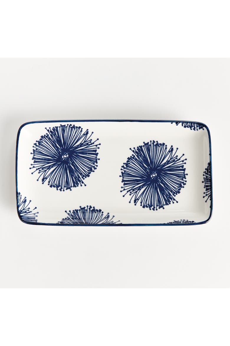 Stria Starburst 8" Trays, Set of 4 - Dark Blue/White Ceramic, Alternate, color, Blue