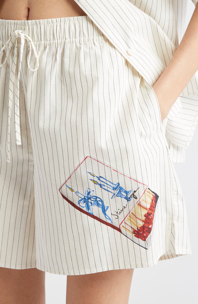 Stine Goya Crisp Stripe Organic Cotton Drawstring Shorts, Alternate, color, Matchbox