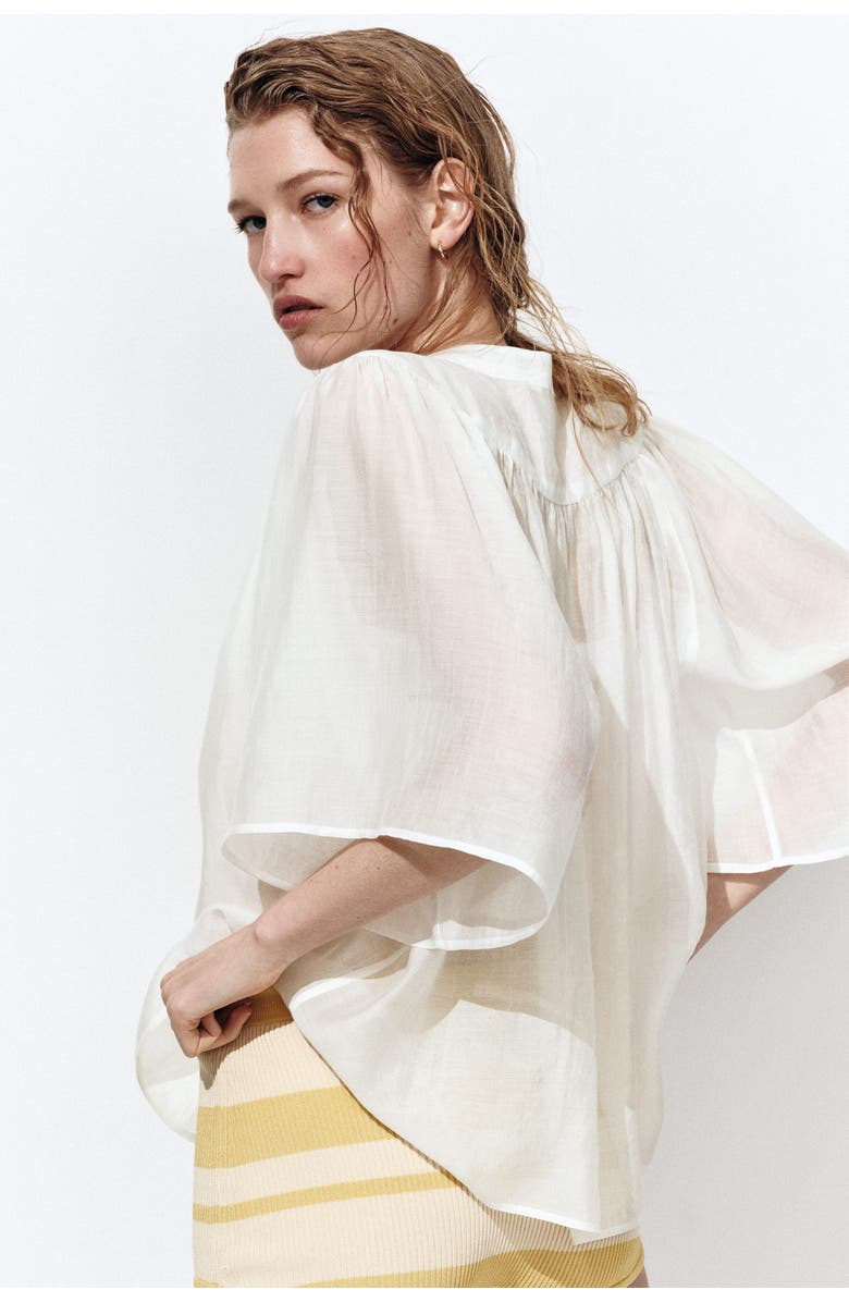 H&M Butterfly-sleeved Blouse, Alternate, color, White
