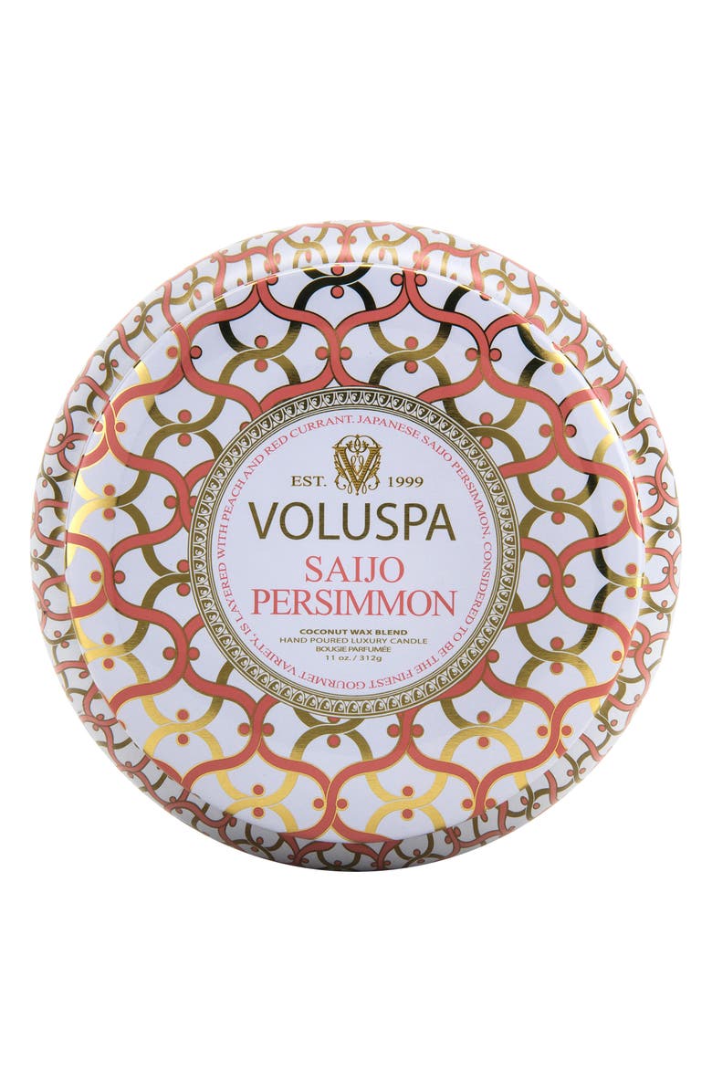 Voluspa Maison Blanc Saijo Persimmon Maison Metallo 2-Wick Candle, Main, color,