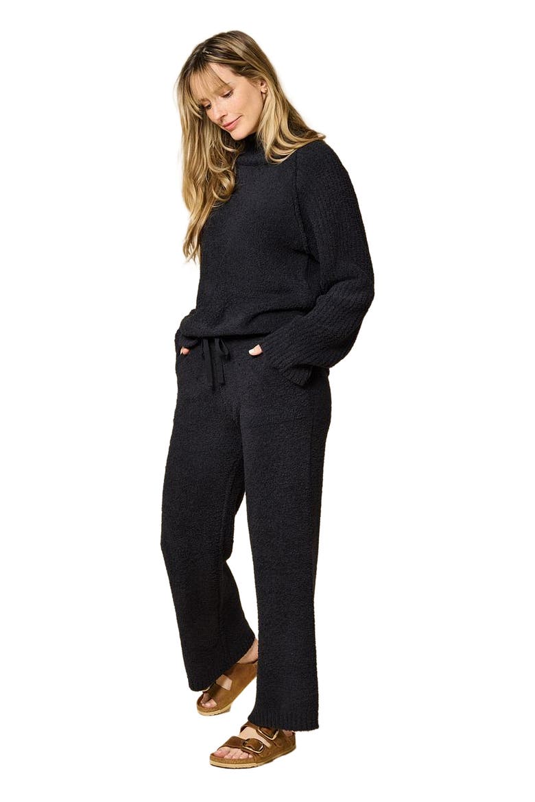 Solid Marshmallow Rib Mock Neck with Long Pant, Main, color, Black