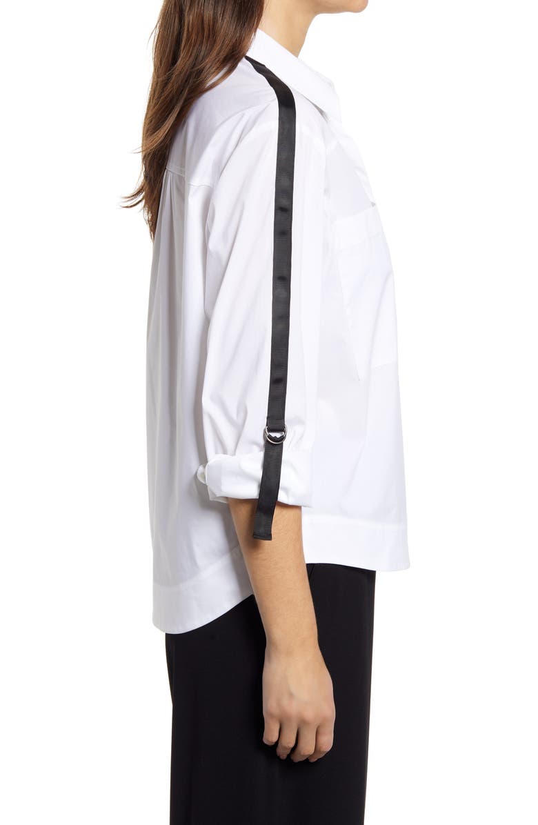 Halogen<sup>®</sup> Sleeve Stripe Cotton Blend Poplin Blouse, Alternate, color,