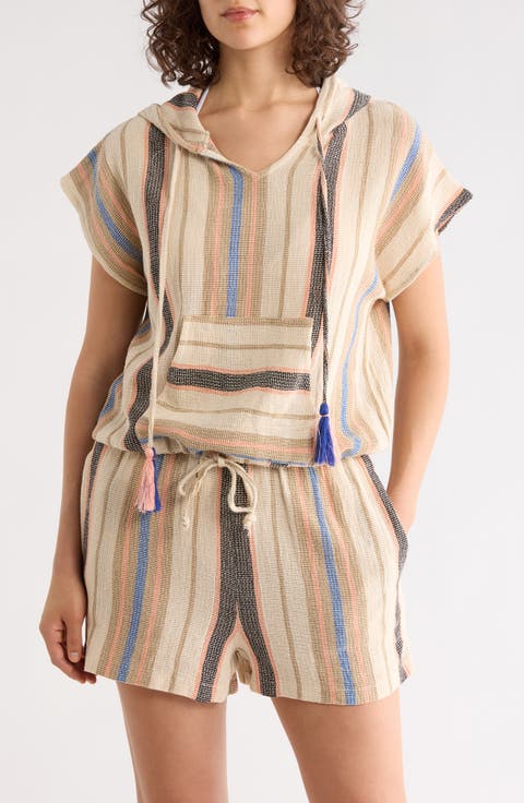 Short Sleeve Cotton Cover-Up Hoodie