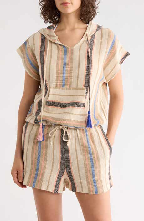 Elan Short Sleeve Cotton Cover-Up Hoodie