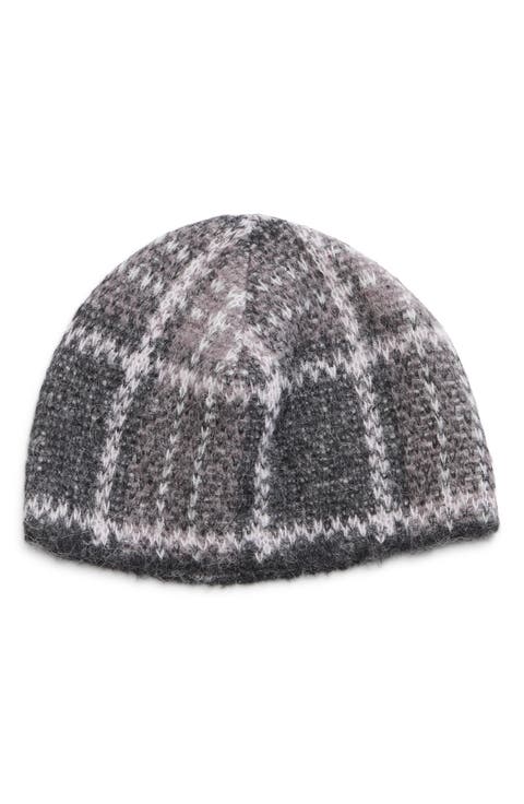 Fuzzy Plaid Alpaca & Wool Blend Beanie