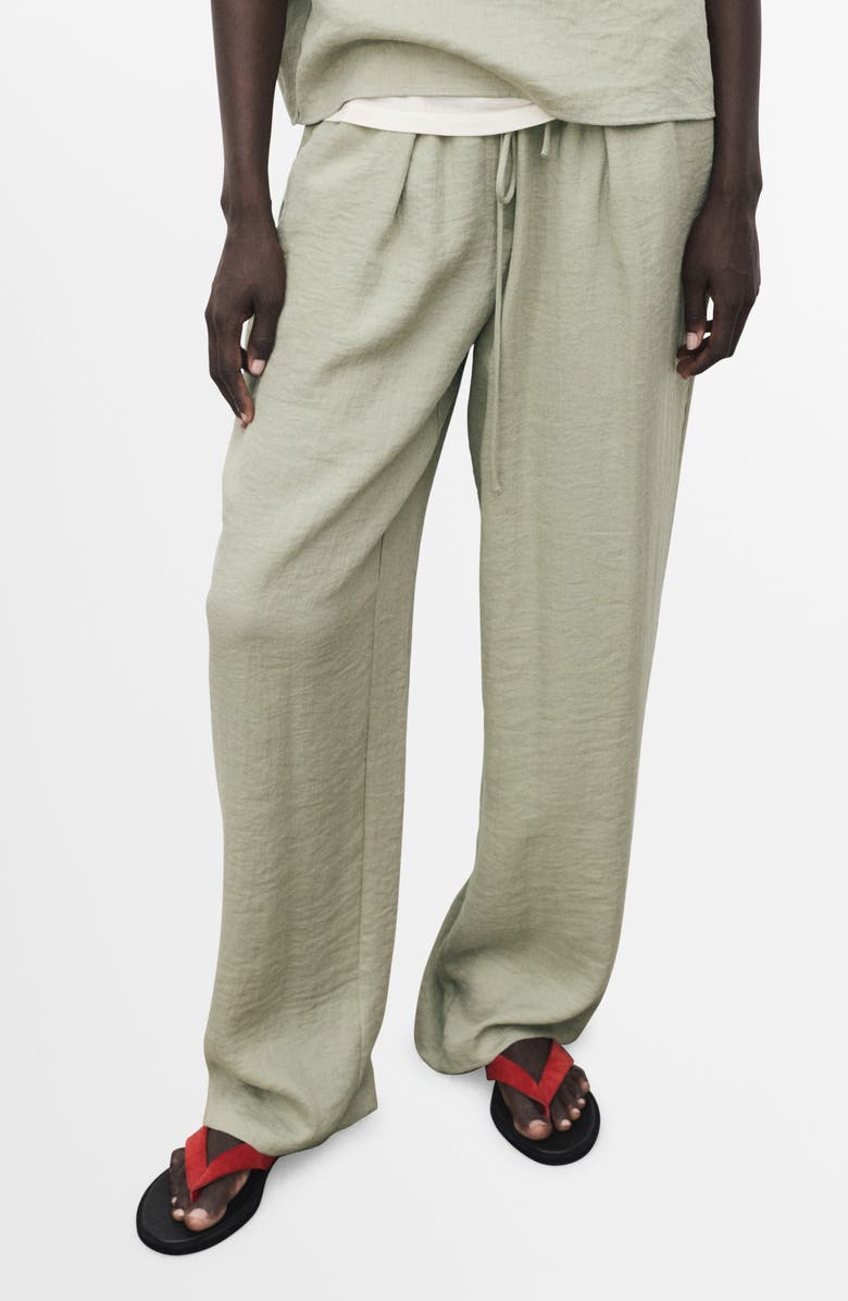 MANGO Textured Straight Leg Pants, Main, color, Aqua Green