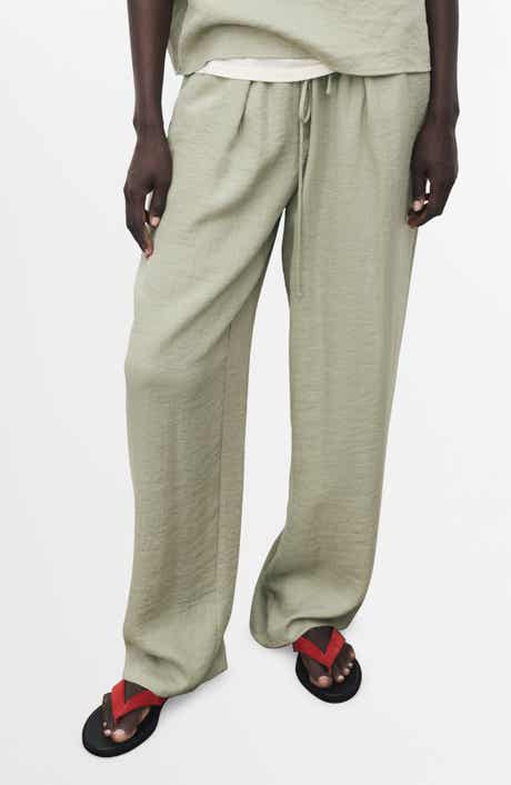 MANGO Textured Straight Leg Pants