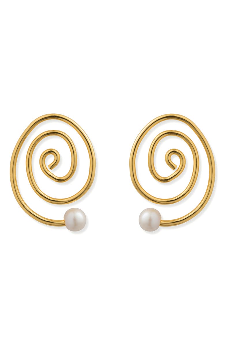 Éliou Espiral Spiral Frontal Hoop Earrings, Main, color, Gold Plated