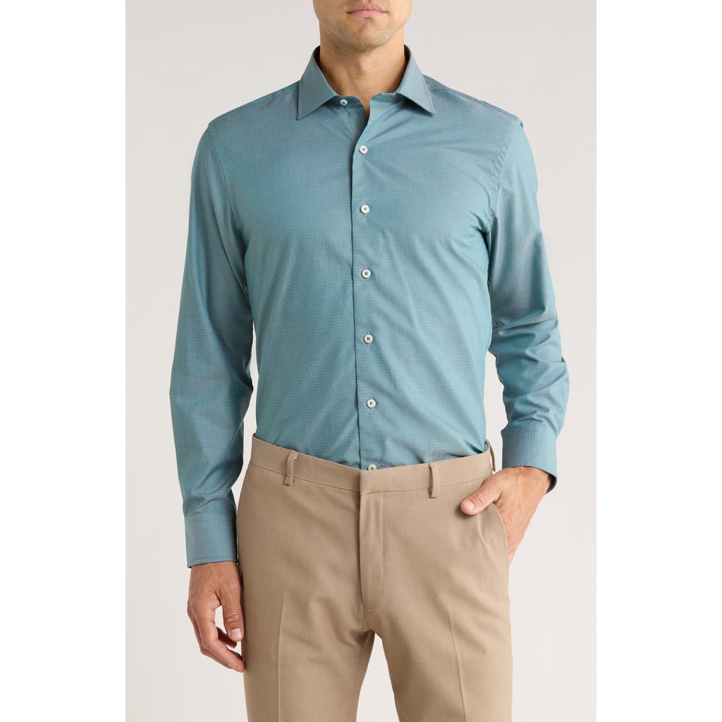 David Donahue Dobby Cotton Sport Shirt In Blue