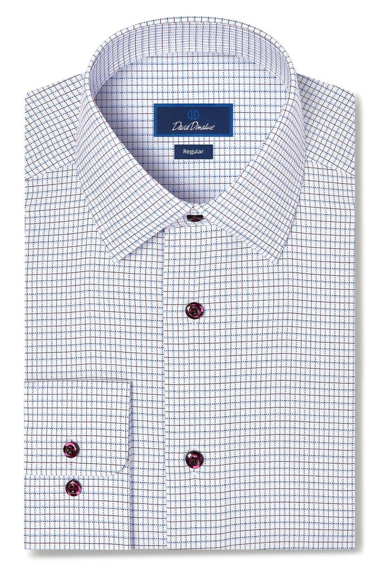 Regular Fit Dobby Check Dress Shirt, Main, color, BLUE/ MERLOT