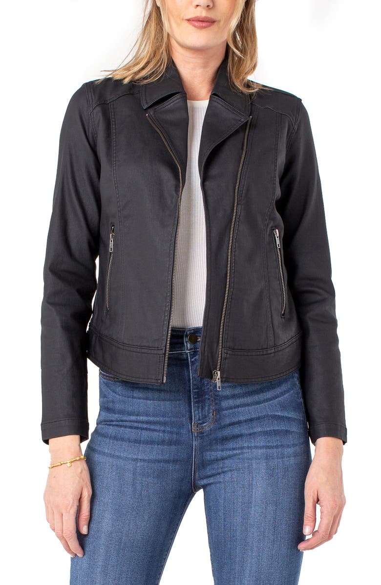 Liverpool Los Angeles Liverpool Clean Coated Denim Moto Jacket, Main, color,