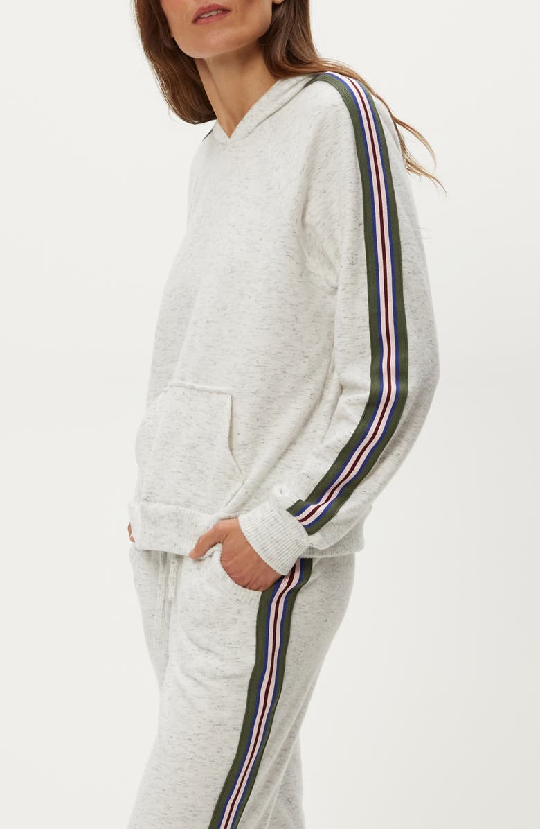 Michael Stars Latoya Stripe Accent Hoodie, Alternate, color, Chalk
