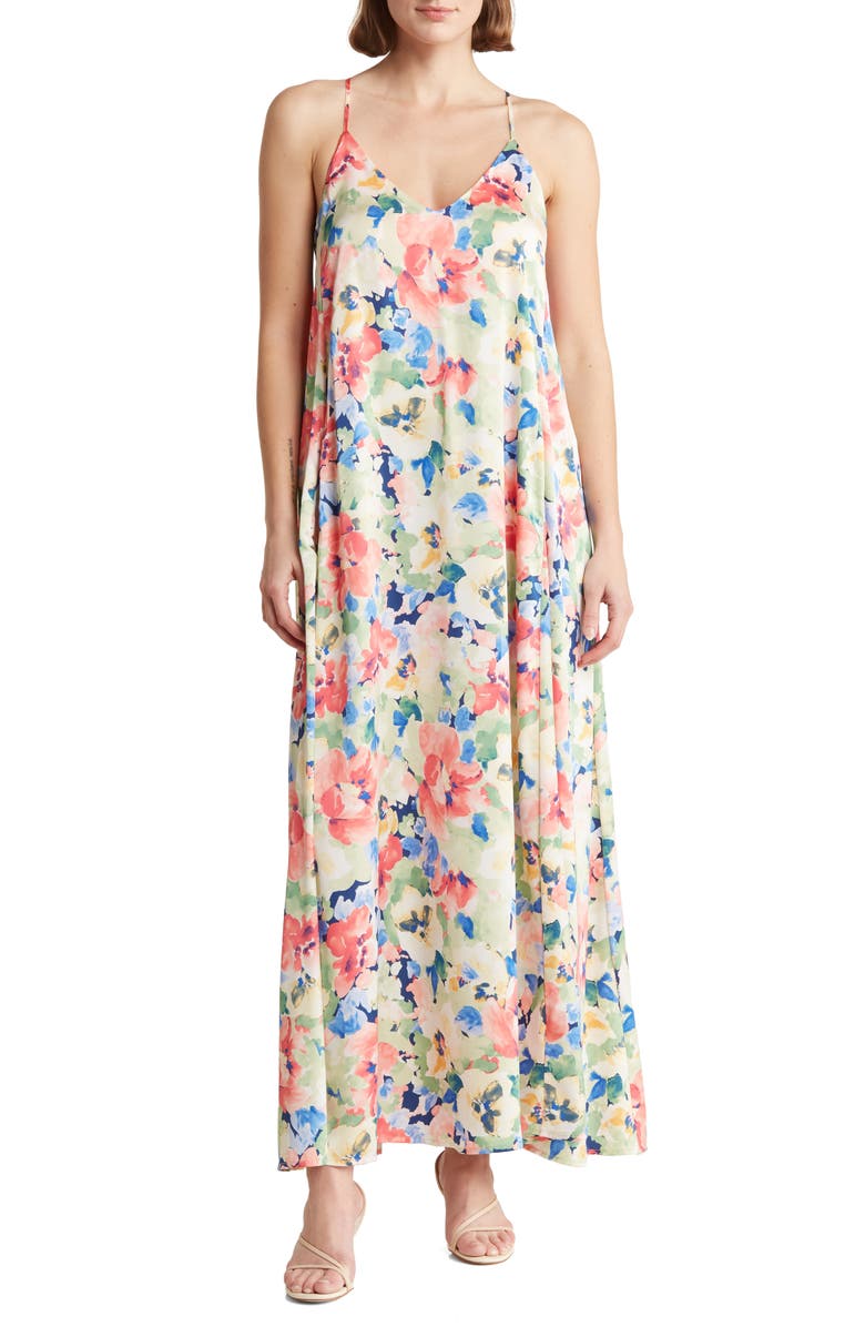 Tahari ASL Floral Maxi Dress, Main, color,
