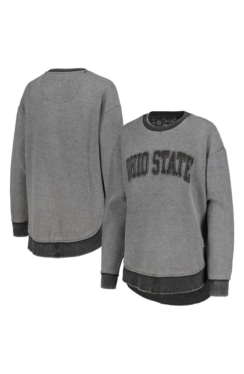 PRESSBOX Women's Pressbox  Black Ohio State Buckeyes Ponchoville Pullover Sweatshirt, Main, color, 