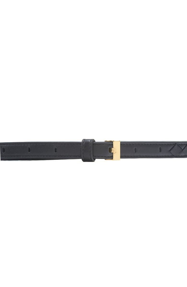 Bottega Veneta Skinny Intrecciato Lambskin Leather Belt, Main, color, 1019 Black-M Brass