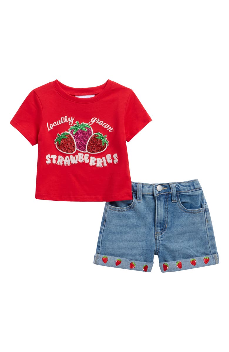 Rarity Kids' Sequin Appliqué T-Shirt & Shorts Set, Main, color, Red