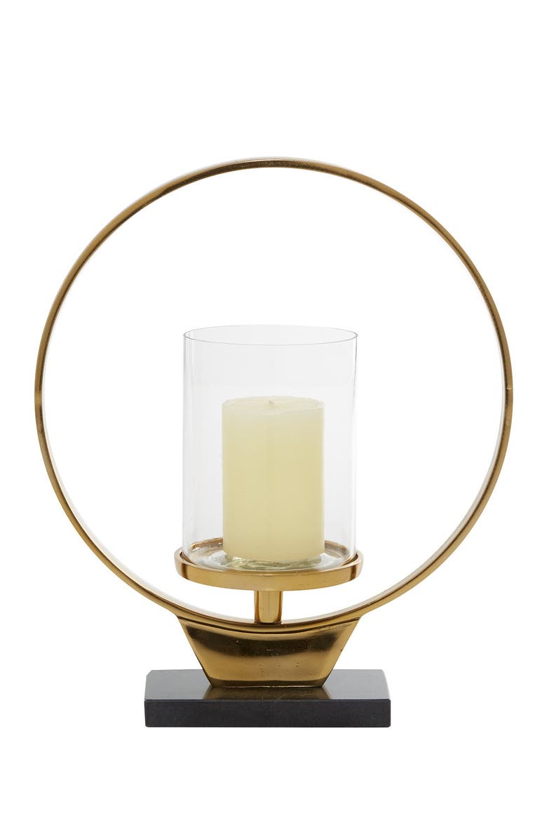 WILLOW ROW Gold Aluminum Contemporary Candlestick Holder - 15" x 12" x 5", Alternate, color, 