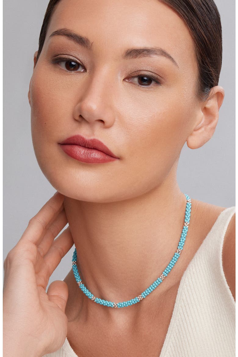 Blue Caviar Beaded Necklace, Alternate, color, SILVER/ BLUE