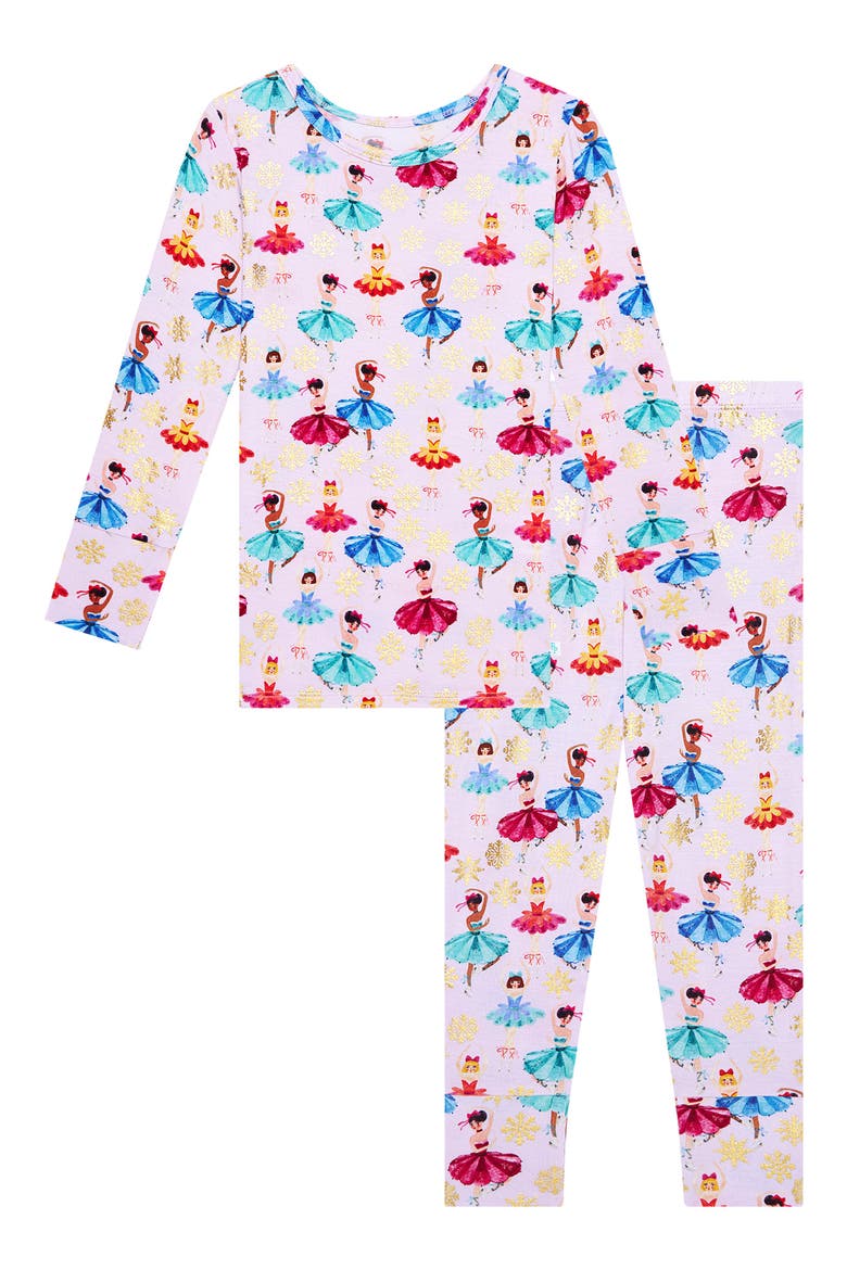 Adalyn Winter Skaters Fitted Two-Piece Pajamas, Main, color, LIGHT/ PASTEL PURPLE