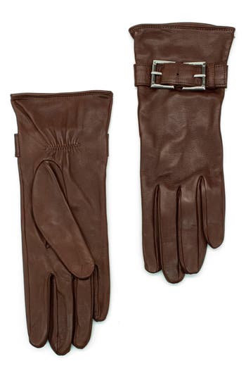 Portolano Silk Lined Leather Gloves In Brown