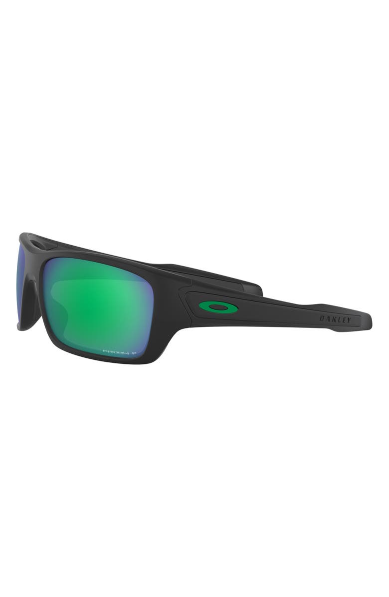 Oakley Turbine 65mm Polarized Oversize Rectangular Sunglasses, Alternate, color, Matte Black