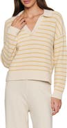 Eberjey Coastal Stripe Cotton Blend Polo Sweater