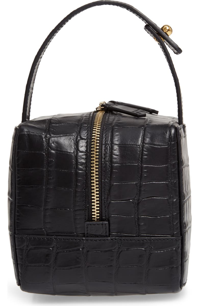 FRAME Les Second Cube Croc Embossed Leather Satchel, Alternate, color,