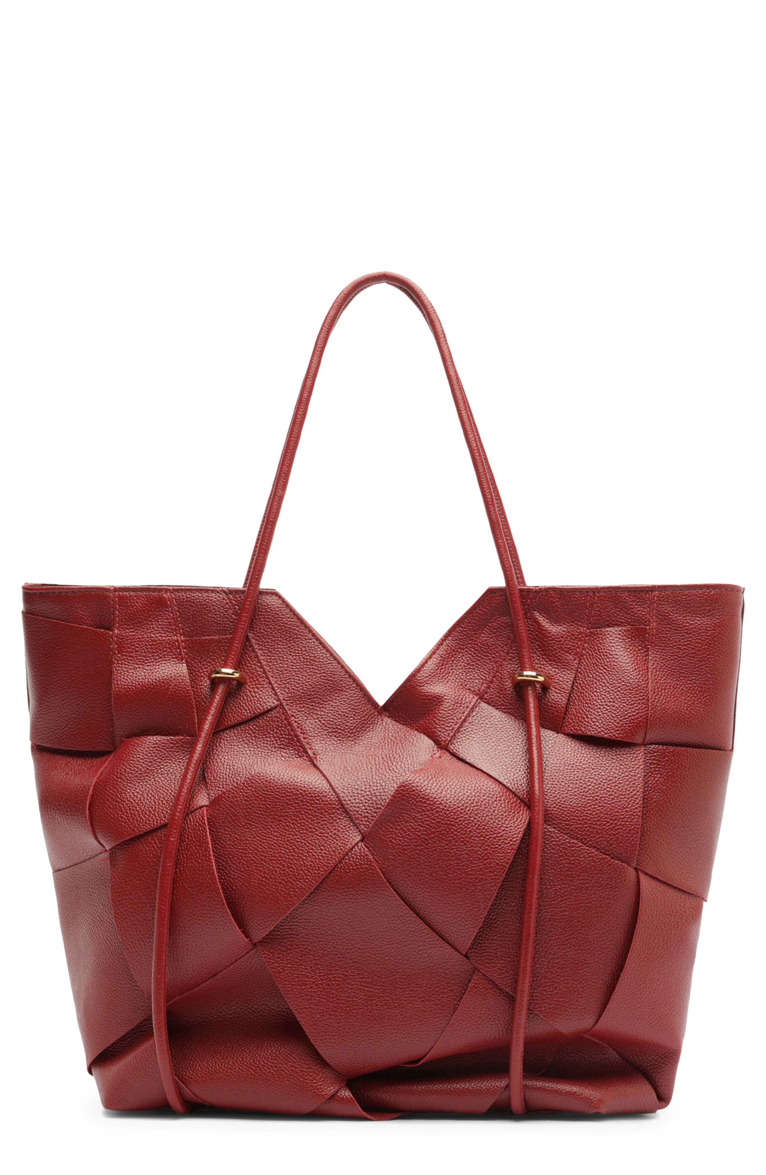 Sarah Large Leather Tote, Main, color, PASSION RED