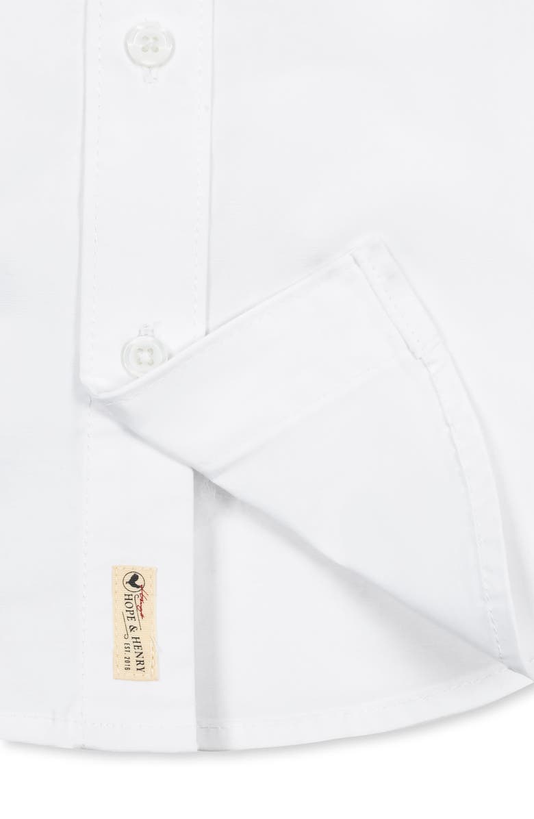 Hope & Henry Kids' Organic Short Sleeve Stretch Poplin Button Down Shirt, Alternate, color, White Short Sleeve