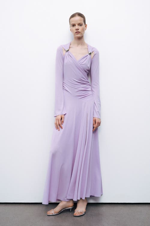 NOCTURNE NOCTURNE LONG SLEEVE MAXI DRESS WITH ACCESSORY DETAIL
