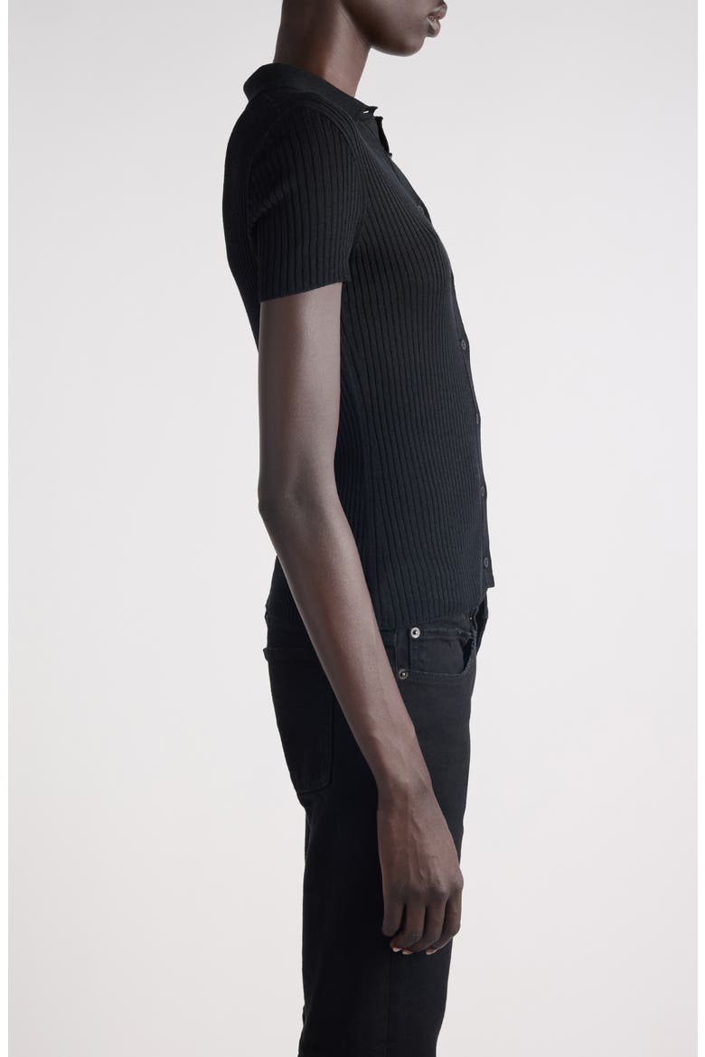 Short Sleeve Rib Top, Alternate, color, 1000 BLACK