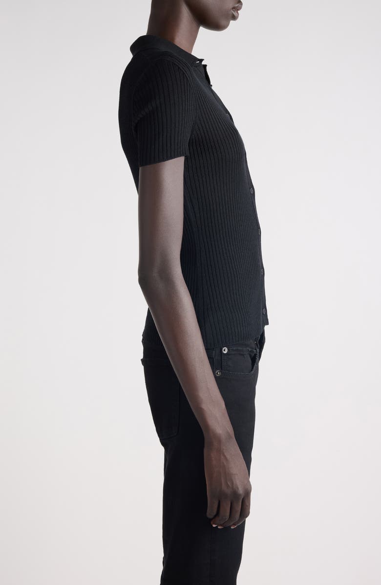 Balenciaga Short Sleeve Rib Top, Alternate, color, 1000 Black