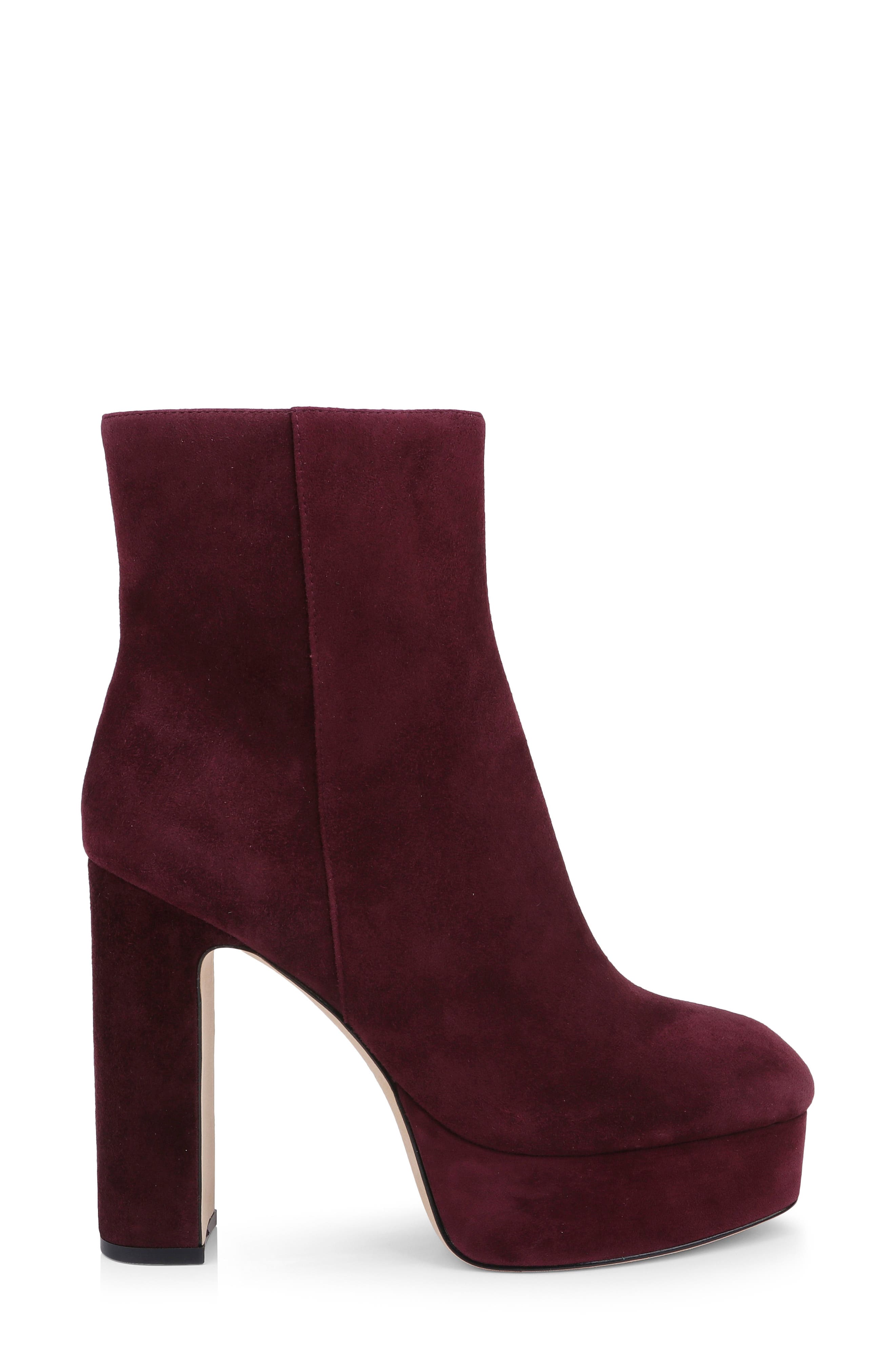 Soho Leather Platform Bootie, Alternate, color, BURGUNDY SUEDE