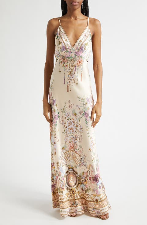 Adorned in Aranjuez Bias Cut Silk Slipdress