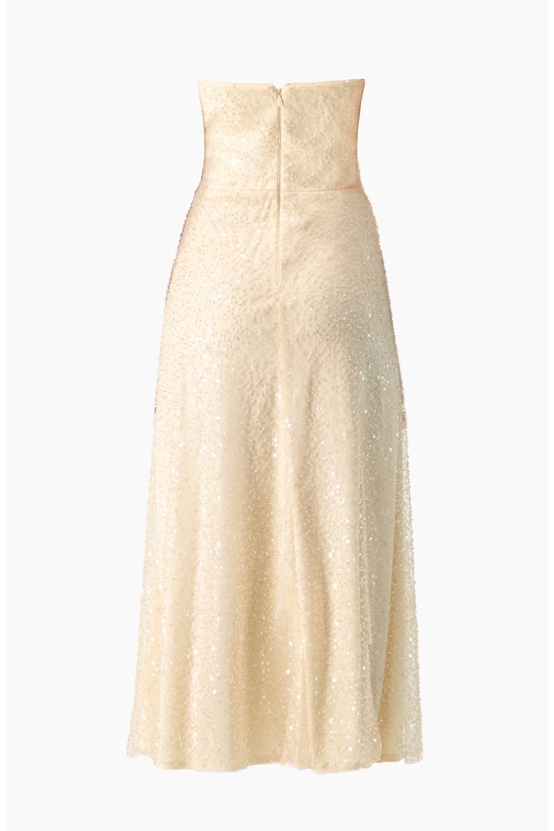 Strapless Bustier Sequin Midi Dress, Alternate, color, Beige
