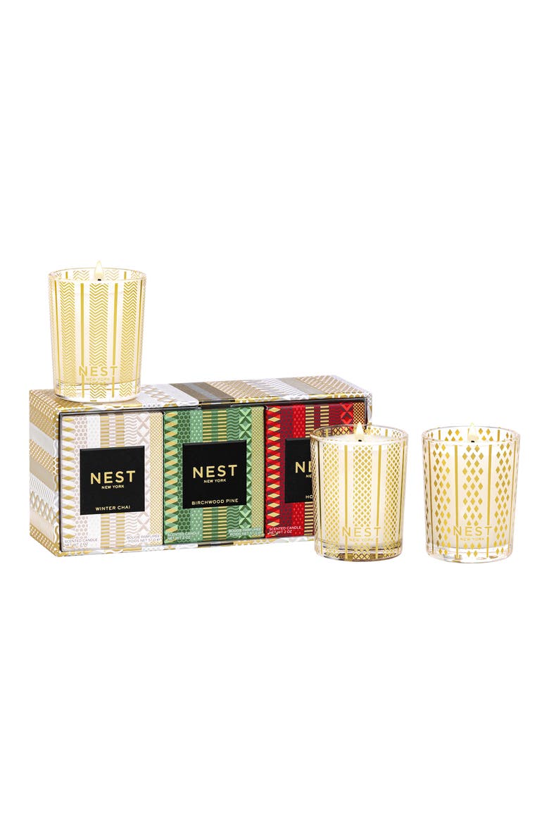 Holiday Birchwood Pine & Winter Chai Votive Candle Trio, Main, color, NO COLOR