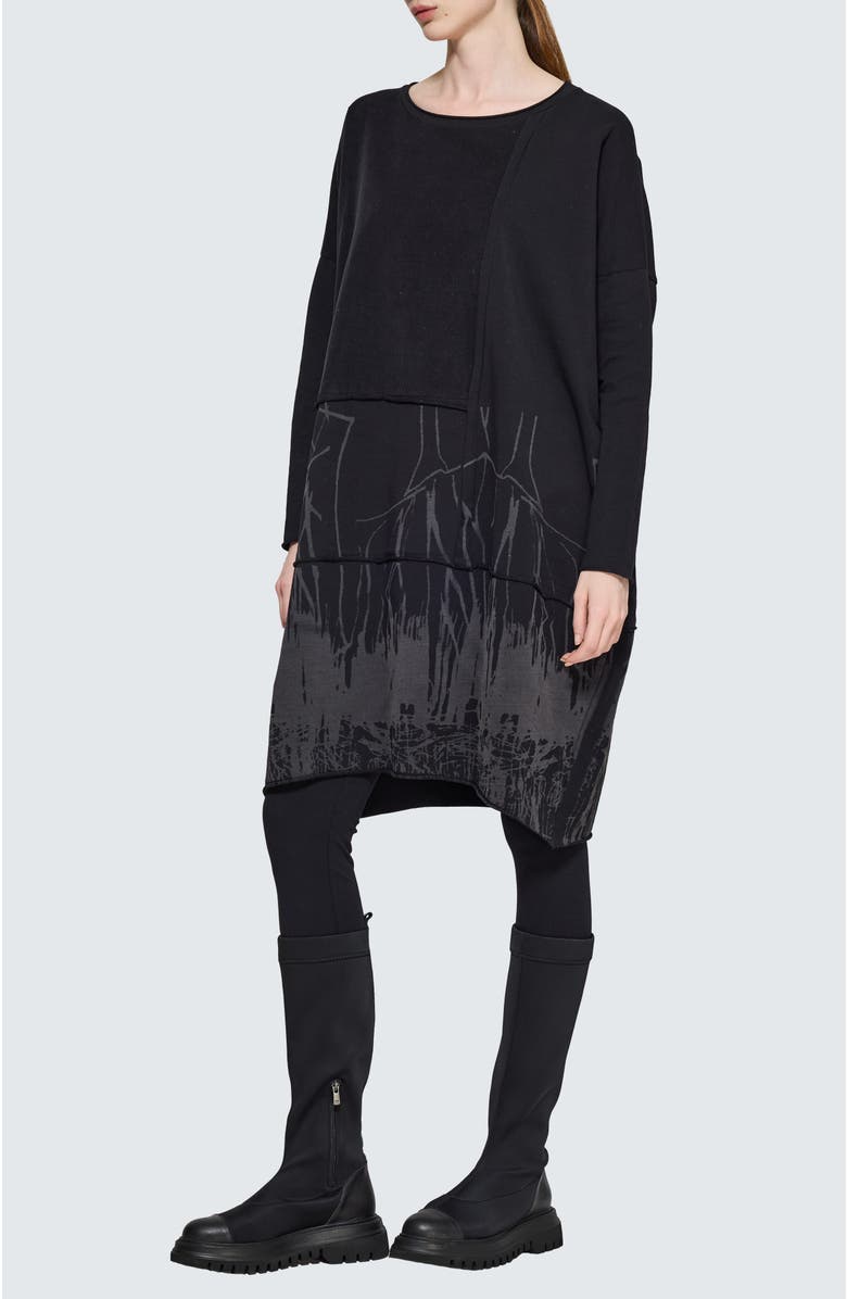 LUUKAA Mora Laser Printed Jersey Dress, Alternate, color, Ink Black