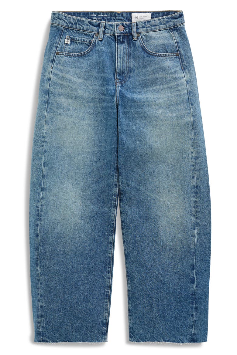 Hattie Raw Hem High Waist Crop Barrel Leg Jeans, Alternate, color, PERFECT PITCH