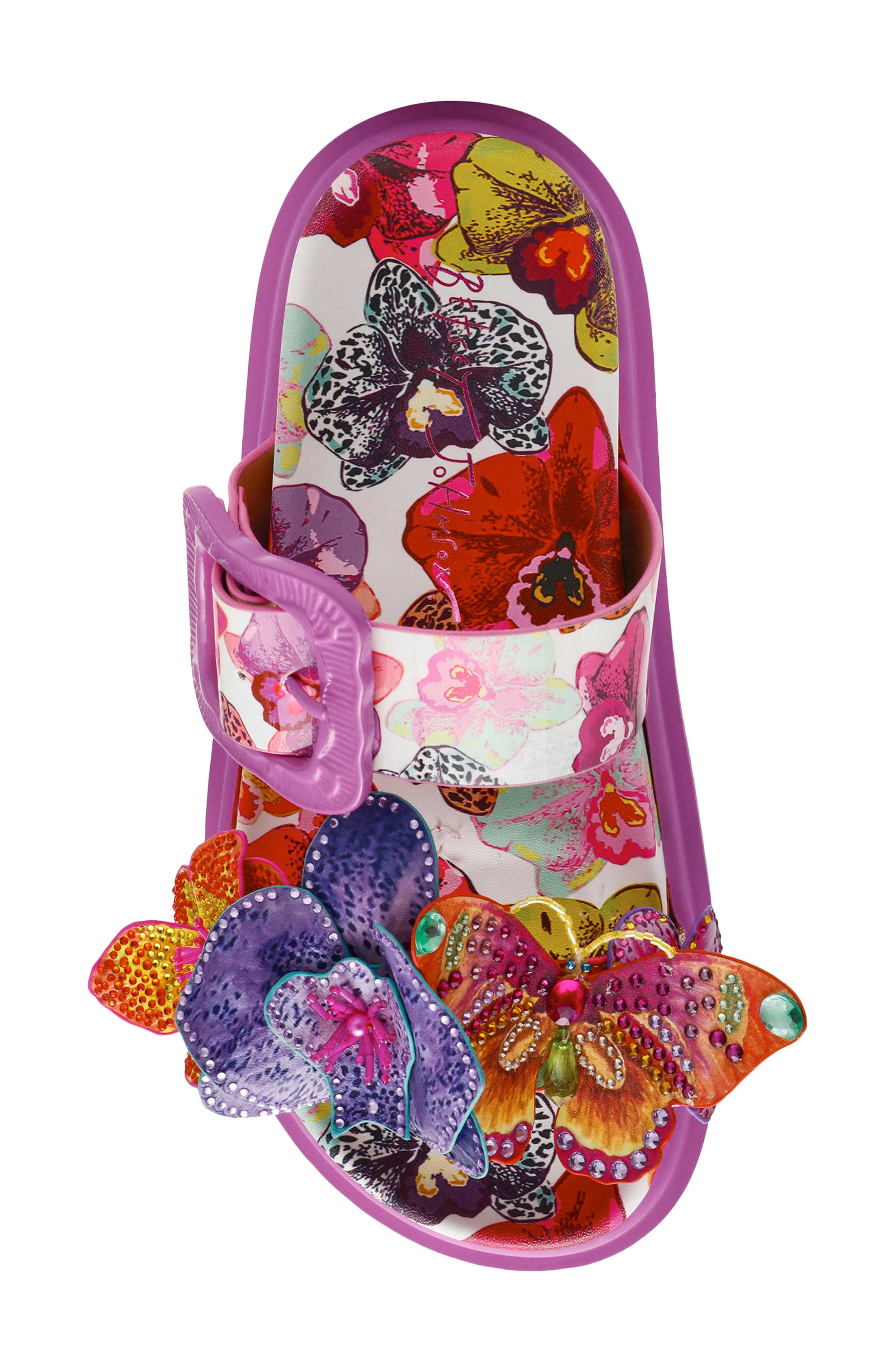 Betsey Johnson Lorayne Two-Strap Sandal, Alternate, color, White Multi