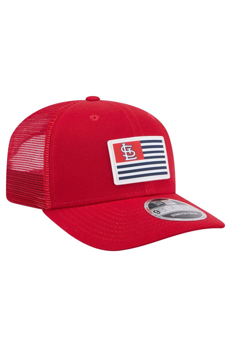 Men's New Era Red St. Louis Cardinals Flag 9SEVENTY COOLERA Stretch-Snap Hat, Alternate, color, Red