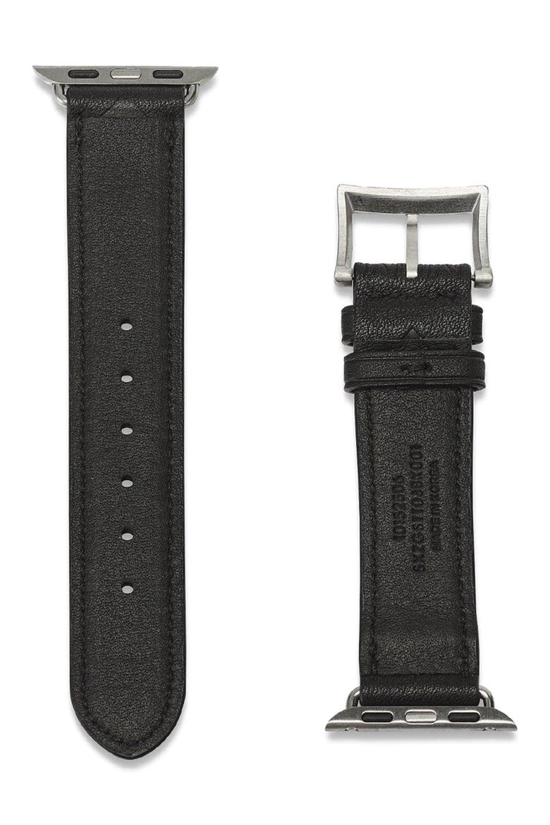 Apple Watch Band in Embossed Monogram Leather, Alternate, color, Black