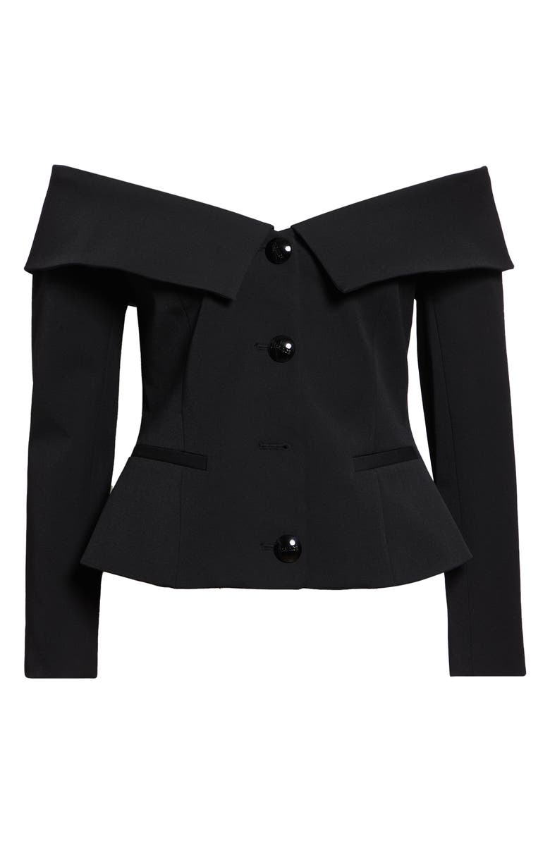 L'AGENCE Ingrid Off the Shoulder Crop Blazer Top, Alternate, color, Black