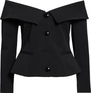 L'AGENCE Ingrid Off the Shoulder Crop Blazer Top