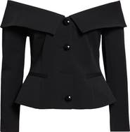L'AGENCE Ingrid Off the Shoulder Crop Blazer Top