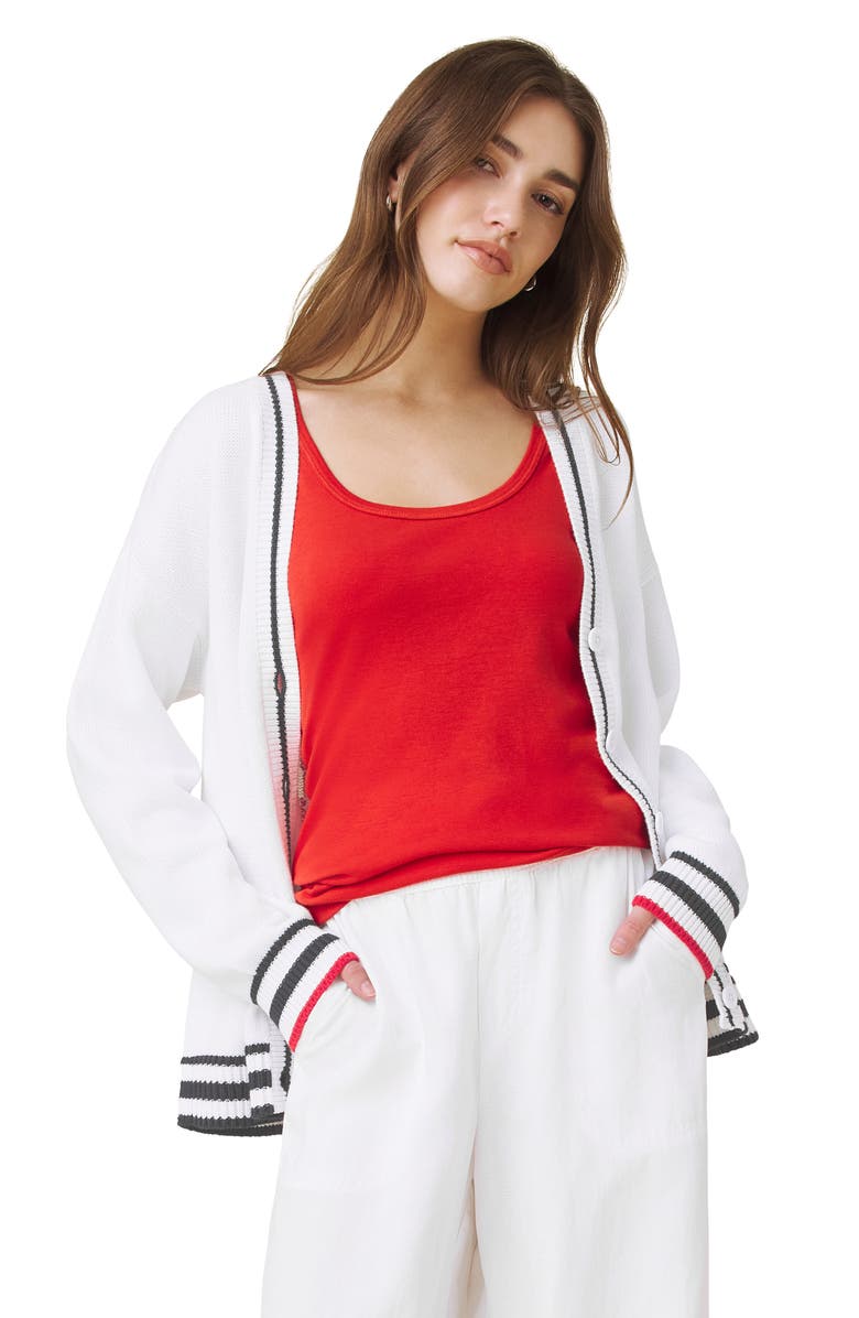 Splendid Catch of the Day Cardigan, Alternate, color, White/ Navy Blue/ Multi