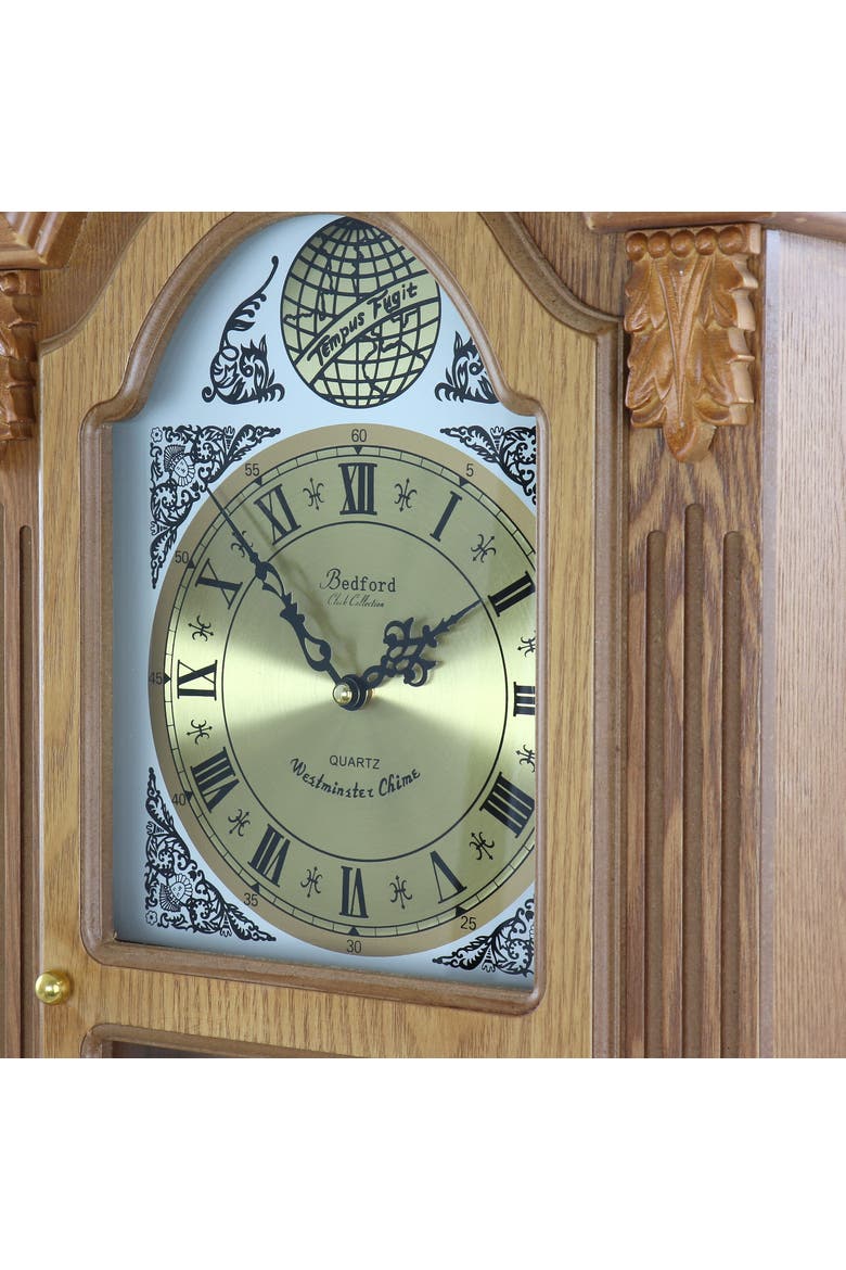 Honey Oak Chiming Pendulum Wall Clock, Alternate, color, Honey Oak