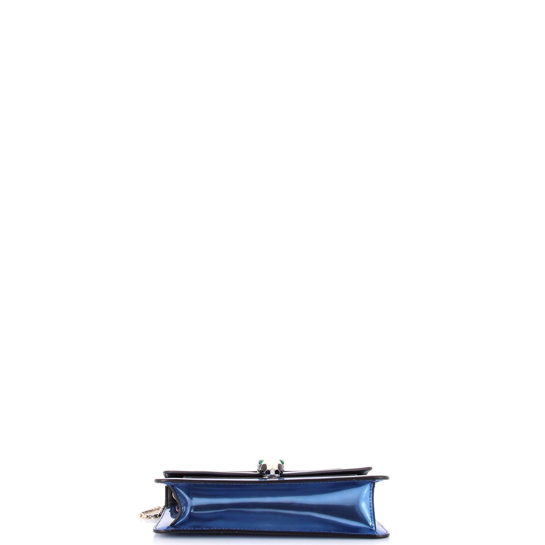 Serpenti Forever Shoulder Bag Metallic Leather Small, Alternate, color, Blue
