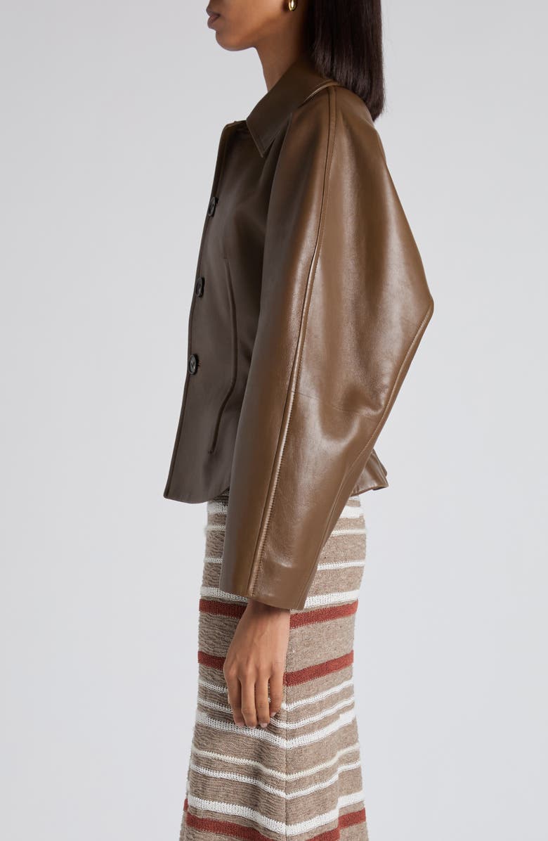 Bottega Veneta Flared Leather Jacket, Alternate, color, 