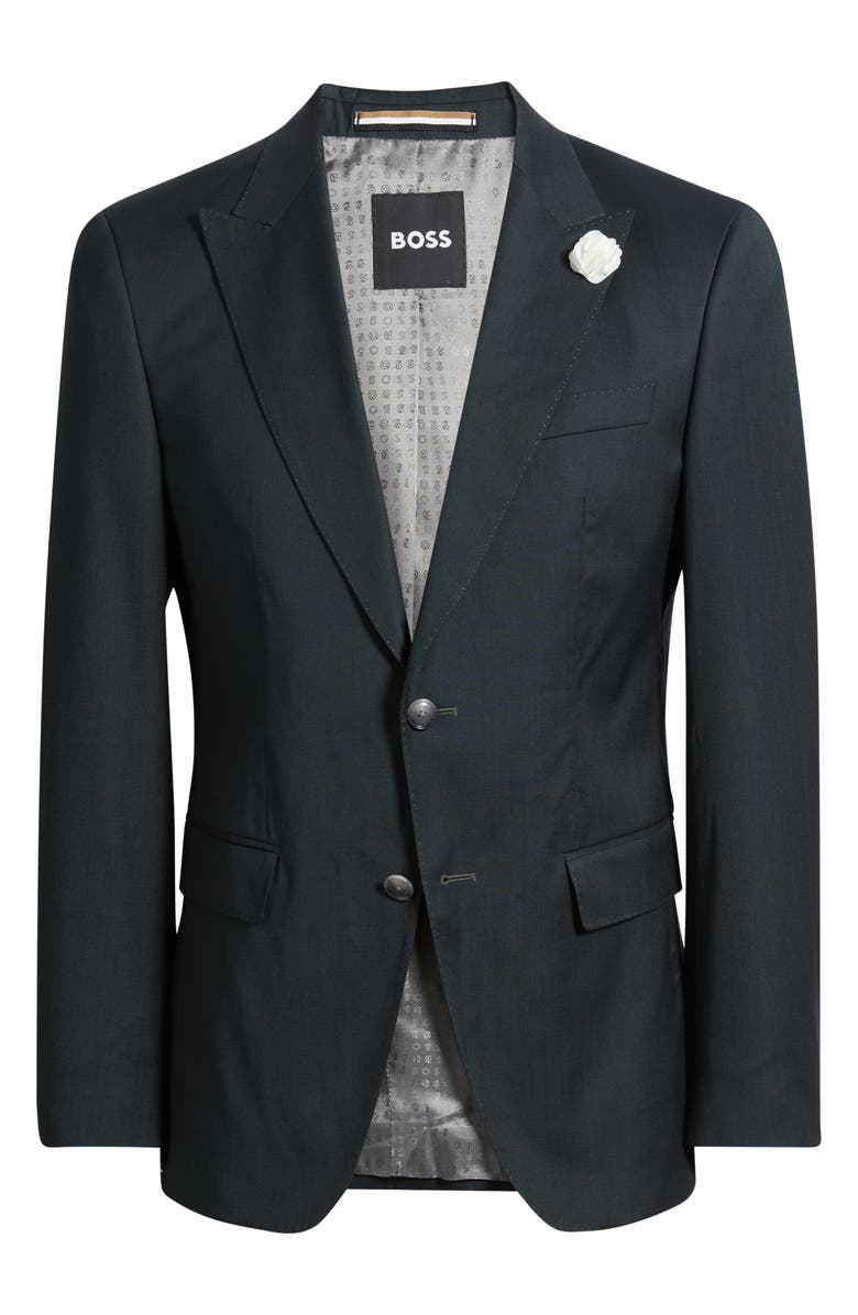 BOSS Huge Wool Blend Peak Lapel Sport Coat, Alternate, color, Open Green